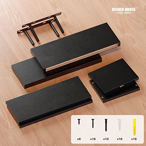RICHER HOUSE 3 Piece Black Floating Shelves Set