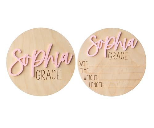 Personalized Newborn Announcement Sign - Double Sided Wooden Birth Sign