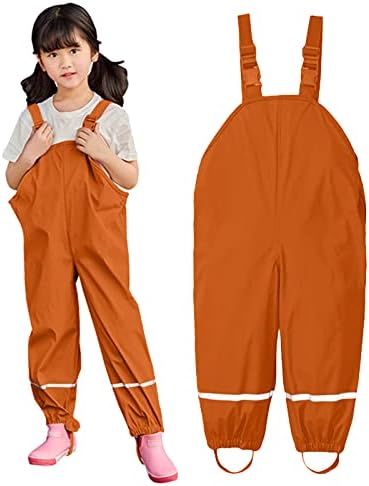 Waterproof Rain Pants for Kids with Hood and Elastic Straps