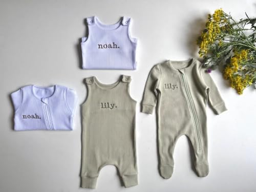 Personalised Baby Zip Bodysuit with Name Initials