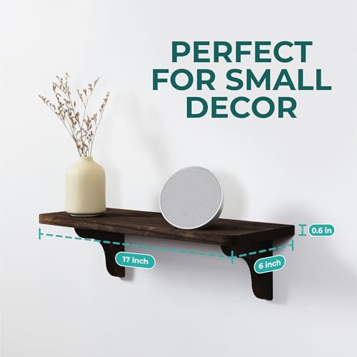 Willowy Real Wood Rustic Brown Wall Shelf Set - 2 Pack