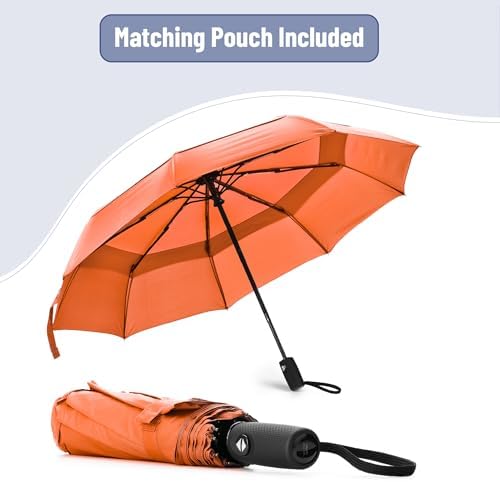 Mr Pen Windproof Travel Umbrella Orange Red