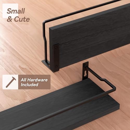 RICHER HOUSE Black Floating Wall Shelves Set of 2 1