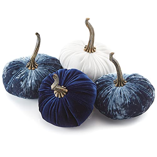 Your Hearts Content Set of 4 Velvet Pumpkins