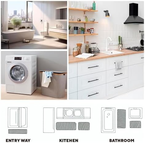 JRZEOCI Kitchen Mat Set 2PCS Waterproof Non-Slip 1