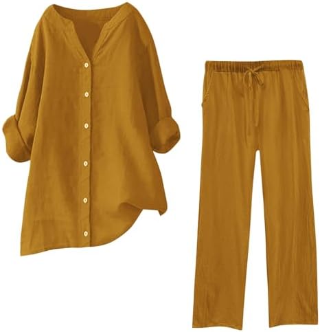 TTBDWiian 2 Piece Linen Short Set for Women