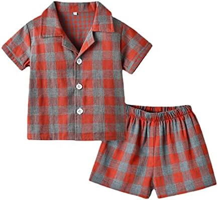 Plaid Girl Boy Short Pajama Set for Toddler Summer Sleepwear