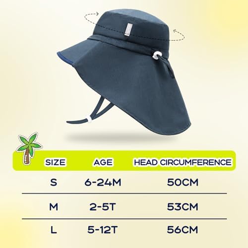 Duoyeree Toddler Sun Hat UPF 50 Wide Brim