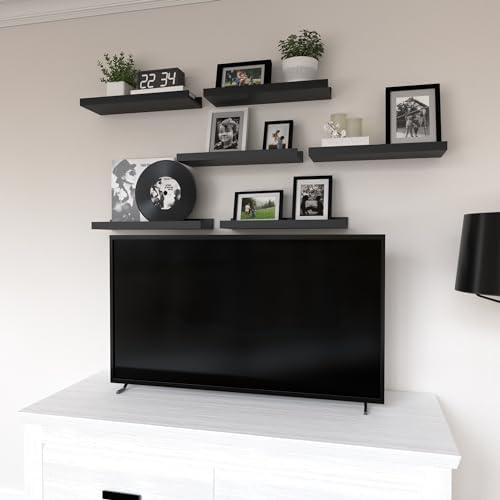 DOLLFIO Floating Shelves Set of 6 Black Wall Shelves