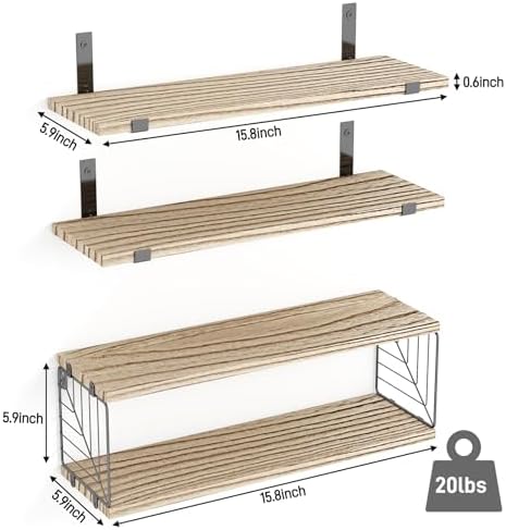 Fixwal 31 Tier Floating Shelves Over Toilet Storage Wood Unit Rustic Brown