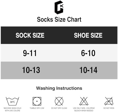 GKX Mens Merino Wool Hiking Socks 9-11 10-13
