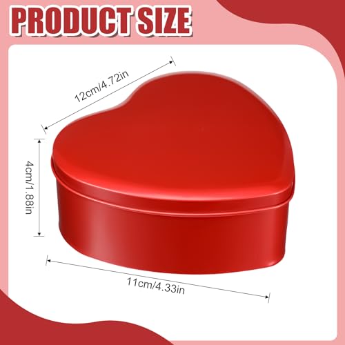 Blulu 18 Pcs Heart Shaped Metal Tins with Lids Red