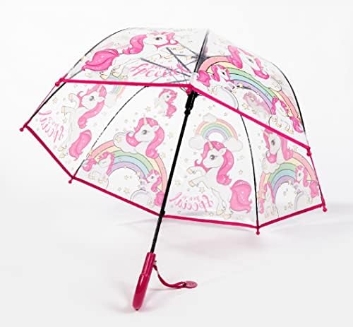 Kids Clear Bubble Umbrella with Pinch-Proof Closure and Auto Open Design