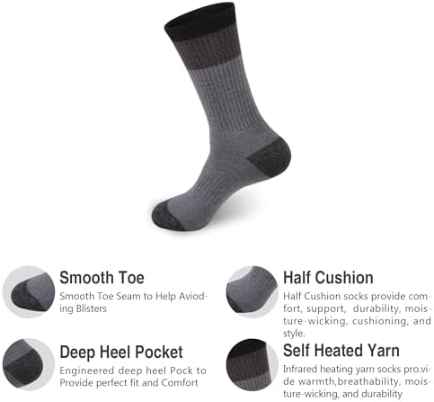 GKX Mens Merino Wool Hiking Socks 9-11 10-13
