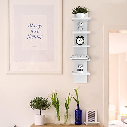 Bloddream 5 Tier Floating Wall Shelves White 31 x 72 x 55