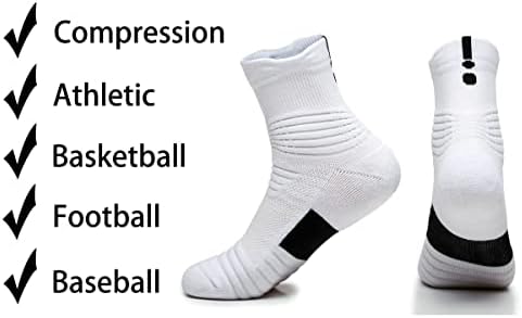 Yoknatt 3 Pack Compression Basketball Socks for Men Women Youth