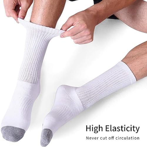 Mens Cushioned Crew Socks 5 Pairs White Low-Cut