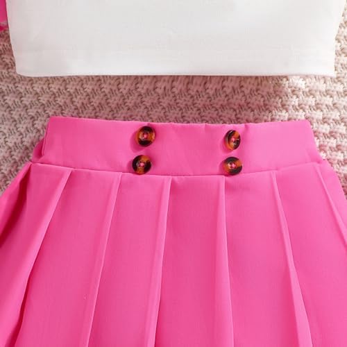 Toddler Girls Summer Solid Short Skirt Set with Crop Top