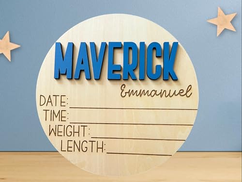 Personalized 3D Baby Name Announcement with Stats and Photo