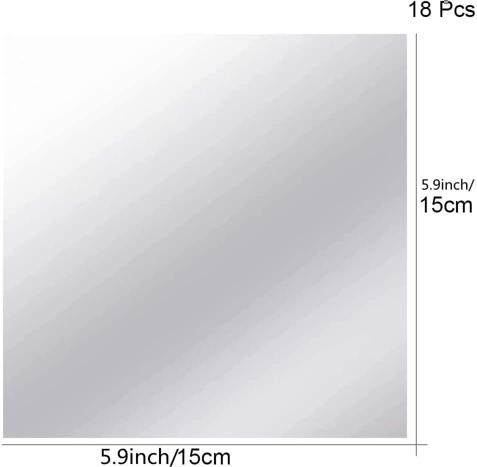18Pcs Acrylic Mirror Tiles Self-Adhesive Removable Wall Stickers