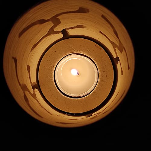 Handmade Tree Stone Candle Holder LED Lantern - Gift Box Included