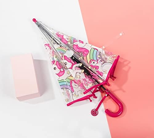Kids Clear Bubble Umbrella with Pinch-Proof Closure and Auto Open Design