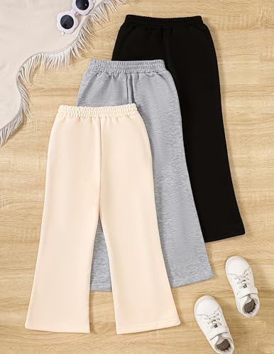 Fdqin Girls 3 Pcs Wide Leg Sweatpants Set