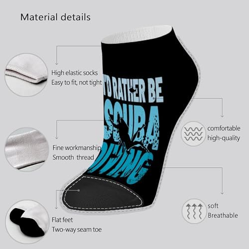 Id Rather Be Scubas Diving Blue Mens Ankle Socks