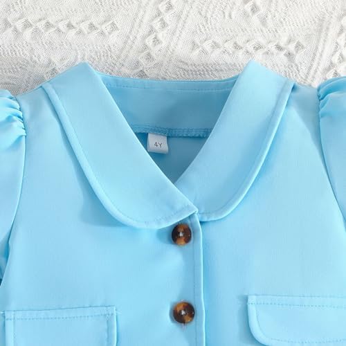 Toddler Girls Solid Short Sleeve Coat Suit 3Pcs Set