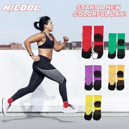 NIcool Cycling Socks for Men Women Bright Crew Socks