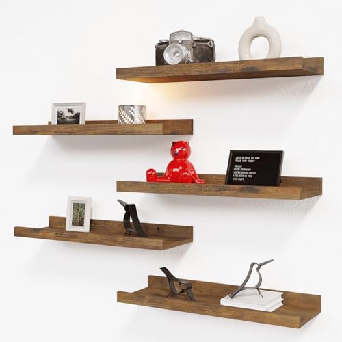 RICHER HOUSE 5 Piece Floating Shelves Brown