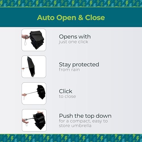 Totes Mens and Womens Ultimate Folding Umbrella with Auto Open Close
