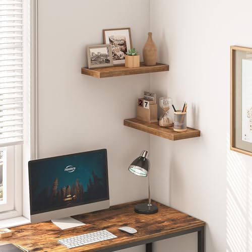 HOOBRO Floating Shelves Set of 2 Rustic Brown