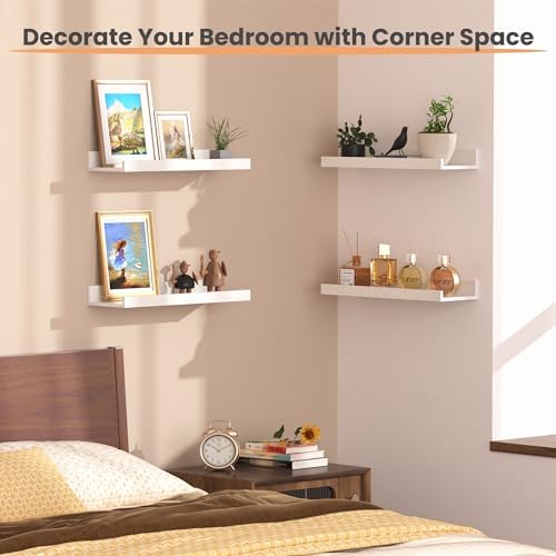upsimples Floating Shelves Set of 6 White Wall Mounted Decor