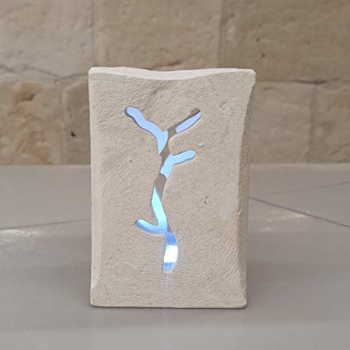 Handmade Tree Stone Candle Holder LED Lantern - Gift Box Included