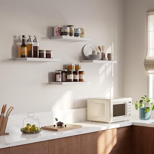 YUFLINX Floating Shelves 16 Rustic Wood Wall Shelf Set of 4