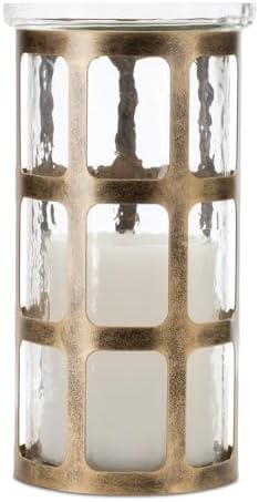 Melrose Wavy Glass Candle Holder with Gold Frame - 10 Inch