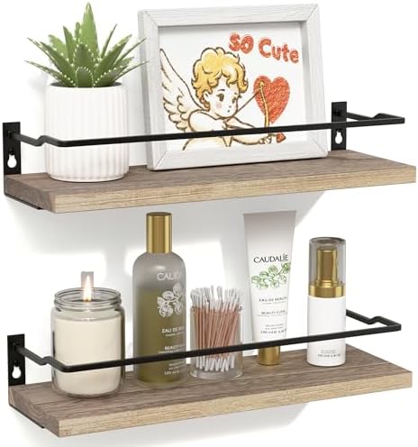 RICHER HOUSE Floating Bathroom Shelves Set of 2 Carbonized Black