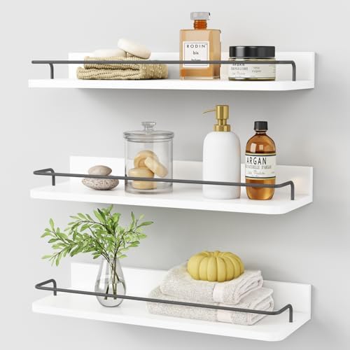 Forbena Floating Shelves Set of 3 Modern Wood Bathroom Storage