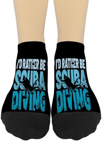 Id Rather Be Scubas Diving Blue Mens Ankle Socks