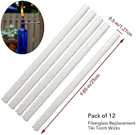Joyzan Fiberglass Replacement Wicks for Oil Lamps and Lanterns 12Pcs