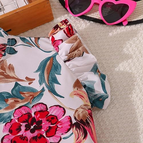 Girls Summer Printed Top Sweatpants Set