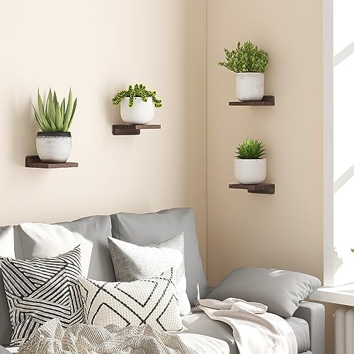 Fixwal Floating Wall Shelves Set of 4 5x5 Inches Dark Carbonized Black