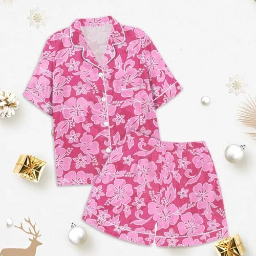 Kids Girls Summer Flower Print Pajamas Set