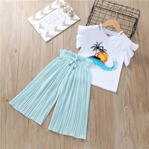 Toddler Girls Summer Sunflower Chiffon Ruched Outfit Set