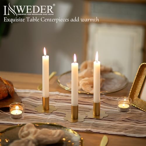 Inweder 6Pcs Gold Flower Candlestick Holders