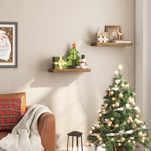 HOOBRO Floating Shelves Set of 2 Rustic Brown