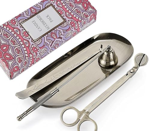 VISIKOM 4 in 1 Candle Wick Trimmer Set with Tray