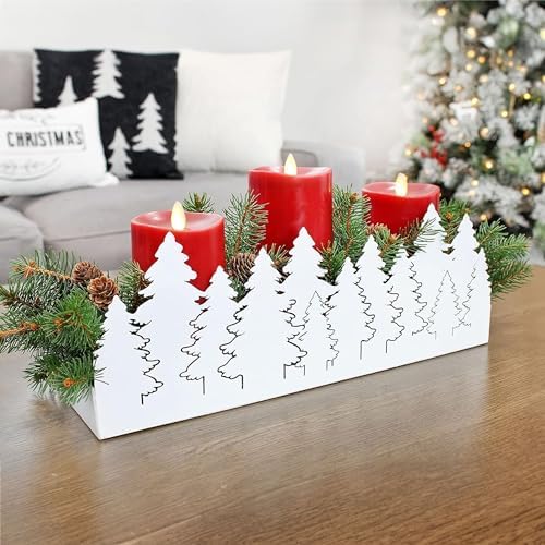 AuldHome Design Christmas Tree Galvanized Tray White