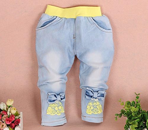 Yao Baby Girls 3-Piece Denim Set with T-Shirt Jacket and Jeans